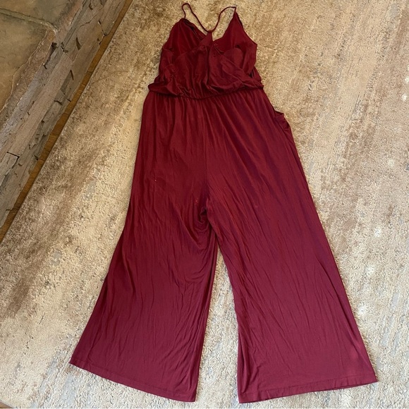 Moulinette Soeurs Willa Jersey Knit Jumpsuit Burgundy Red Racer Back Wide Leg: L - Picture 11 of 13